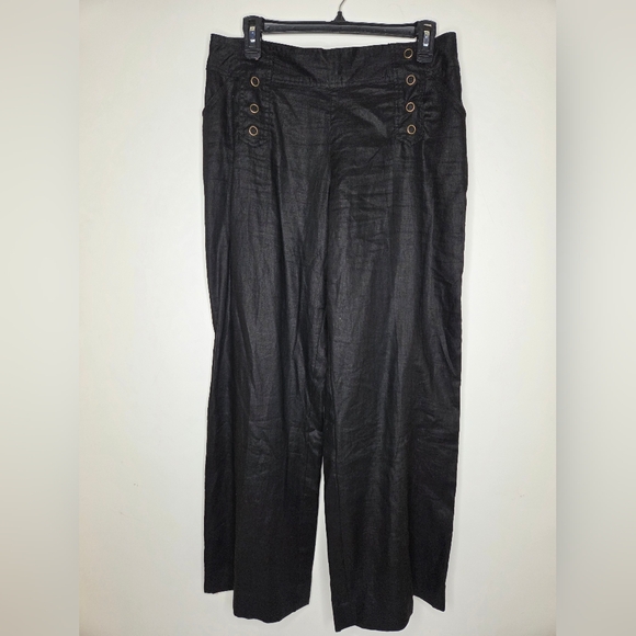 VENUS Pants - VENUS Size 14 The Luna Fit Black Trousers 100% Linen